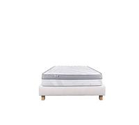 Ensemble Matelas 140x200 cm, Relaxation, 26 cm, ressorts ensachés, ferme, face été/hiver + sommier beige ep20cm