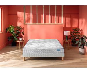 Ensemble matelas 160 x 200 cm et sommier 2 x 80 x 200 cm blanc - Merinos Happy Lit