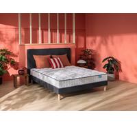 Ensemble matelas 160 x 200 cm et sommier 2 x 80 x 200 cm chine gris anthracite - Merinos Morning Routine