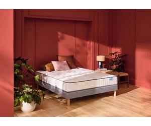Ensemble matelas 160 x 200 cm et sommier 2 x 80 x 200 cm chine gris clair - Merinos Cosy Lit