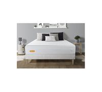 Ensemble matelas 160 x 200 cm Memo bio - Mousse à mémoire de forme - Ep : 26 cm - Equilibré - sommier kit Blanc