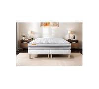 Ensemble matelas 160 x 200 cm Memo spring - Ressorts ensachés - Ep : 22 cm - Ferme - sommier Blanc