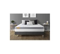 Ensemble matelas 160 x 200 cm Memo zen - Mousse à mémoire de forme - Ep : 26 cm - Ferme - sommier kit Gris