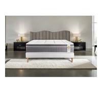 Ensemble matelas 160 x 200 cm Trente - Ressorts ensachés - Ep : 30 cm - Equilibré - sommier kit Blanc
