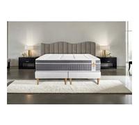 Ensemble matelas 160 x 200 cm Trente - Ressorts ensachés et mémoire de forme - Ep : 30 cm - Equilibré - sommier Blanc G