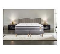 Ensemble matelas 160 x 200 cm Trente - Ressorts ensachés et mémoire de forme - Ep : 30 cm - Equilibré - sommier Gris G