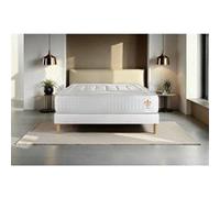 Ensemble matelas 160 x 200 cm Vingt-Quatre - Ressorts ensachés - Ep : 24 cm - Ferme - sommier kit Blanc G