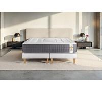 Ensemble matelas 160 x 200 cm Vingt-Six - Ressorts ensachés et mémoire de forme - Ep : 26 cm - Ferme - sommier Blanc