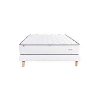 Ensemble Matelas 160x200 cm, Iris, 20 cm, mémoire de forme, ferme, face été/hiver + sommier blanc ep 13cm