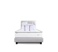 Ensemble Matelas 160x200 cm, Iris, 20 cm, mémoire de forme, ferme, face été/hiver + sommier gris ep20cm + 2 oreillers + couette + Tête de Lit G