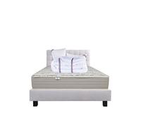 Ensemble Matelas 160x200 cm, Organic Coton, 24 cm, mémoire de forme, ferme, face été/hiver + sommier gris ep20cm + 2 oreillers + couette + Tête de