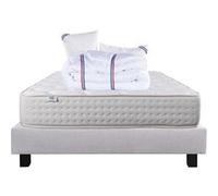 Ensemble Matelas 160x200 cm, Purlux, 26 cm, mousse mémoire de forme, ferme, face été/hiver + sommier gris ep20cm + 2 oreillers + couette G
