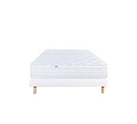 Ensemble Matelas 160x200 cm, Thermotec, 24 cm, mémoire de forme, ferme, face été/hiver + sommier blanc ep 13cm
