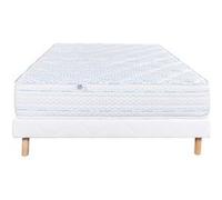 Ensemble Matelas 160x200 cm, Thermotec, 24 cm, mémoire de forme, ferme, face été/hiver + sommier blanc ep 13cm G