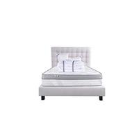 Ensemble Matelas 160x200 cm, ViscoPlus, 26 cm, mémoire de forme, ferme, face été/hiver + sommier gris ep20cm + 2 oreillers + couette + Tête de Lit