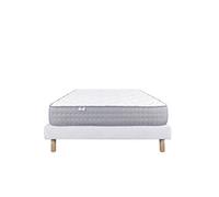 Ensemble Matelas 160x200 cm, Zen, 20 cm, mémoire de forme, ferme, face été/hiver + sommier blanc ep 13cm