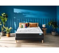 Ensemble matelas 180 x 200 cm et sommier 2 x 90 x 200 cm chine gris anthracite - Merinos Easy tonique