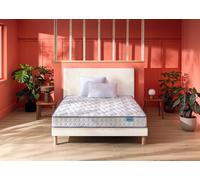 Ensemble matelas 180 x 200 cm et sommier 2 x 90 x 200 cm tisse sable blanc - Merinos Morning Routine