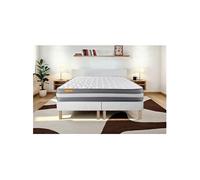 Ensemble matelas 180 x 200 cm Memo plus - Mousse à mémoire de forme - Ep : 24 cm - Ferme - sommier Blanc