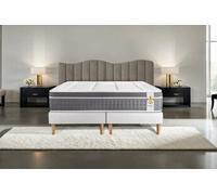 Ensemble matelas 180 x 200 cm Trente - Ressorts ensachés et mémoire de forme - Ep : 30 cm - Equilibré - sommier Blanc