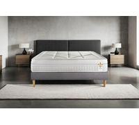 Ensemble matelas 180 x 200 cm Vingt-Huit - Ressorts ensachés et mémoire de forme - Ep : 28 cm - Equilibré - sommier kit Gris