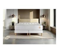 Ensemble matelas 180 x 200 cm Vingt-Quatre - Ressorts ensachés et mémoire de forme - Ep : 24 cm - Ferme - sommier Blanc G
