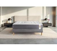 Ensemble matelas 180 x 200 cm Vingt-Six - Ressorts ensachés et mémoire de forme - Ep : 26 cm - Ferme - sommier kit Gris