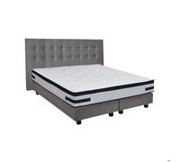 Ensemble matelas 180x200 + sommier + tête de lit gris CONFORTLUXE