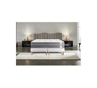 Ensemble matelas 200 x 200 cm Trente - Ressorts ensachés - Ep : 30 cm - Equilibré - sommier Blanc