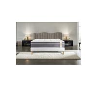 Ensemble matelas 200 x 200 cm Trente - Ressorts ensachés - Ep : 30 cm - Equilibré - sommier kit Blanc