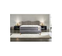 Ensemble matelas 200 x 200 cm Trente - Ressorts ensachés - Ep : 30 cm - Equilibré - sommier kit Gris