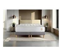 Ensemble matelas 200 x 200 cm Vingt-Quatre - Ressorts ensachés et mémoire de forme - Ep : 24 cm - Ferme - sommier Gris G
