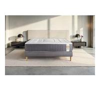Ensemble matelas 200 x 200 cm Vingt-Six - Ressorts ensachés et mémoire de forme - Ep : 26 cm - Ferme - sommier kit Gris G
