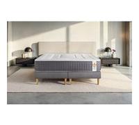 Ensemble matelas 200 x 200 cm Vingt-Six - Ressorts ensachés et mémoire de forme - Ep : 26 cm - Ferme - sommier Gris