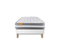 Ensemble matelas 90 x 190 cm Memo plus - Mousse à mémoire de forme - Ep : 24 cm - Ferme - sommier Blanc