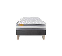Ensemble matelas 90 x 190 cm Memo plus - Mousse à mémoire de forme - Ep : 24 cm - Ferme - sommier Gris