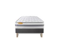 Ensemble matelas 90 x 190 cm Memo spring - Ressorts ensachés - Ep : 22 cm - Ferme - sommier Gris