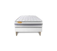Ensemble matelas 90 x 190 cm Memo spring - Ressorts ensachés - Ep : 22 cm - Ferme - sommier kit Blanc