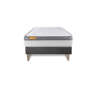 Ensemble matelas 90 x 190 cm Memo zen - Mousse à mémoire de forme - Ep : 26 cm - Ferme - sommier kit Gris