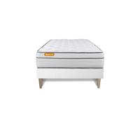 Ensemble matelas 90 x 200 cm Memo luxe - Ressorts ensachés - Ep : 26 cm - Equilibré - sommier kit Blanc