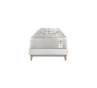 Ensemble matelas 90 x 200 cm Vingt-Huit - Ressorts ensachés - Ep : 28 cm - Equilibré - sommier kit Blanc