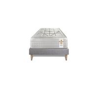 Ensemble matelas 90 x 200 cm Vingt-Huit - Ressorts ensachés - Ep : 28 cm - Equilibré - sommier kit Gris