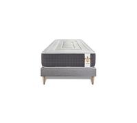 Ensemble matelas 90 x 200 cm Vingt-Six - Ressorts ensachés - Ep : 26 cm - Ferme - sommier Gris