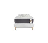 Ensemble matelas 90 x 200 cm Vingt-Six - Ressorts ensachés - Ep : 26 cm - Ferme - sommier kit Blanc