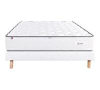 Ensemble Matelas 90x190 cm, Iris, 20 cm, mémoire de forme, ferme, face été/hiver + sommier blanc ep 13cm G