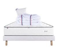 Ensemble Matelas 90x190 cm, Iris, 20 cm, mémoire de forme, ferme, face été/hiver + sommier blanc ep 13cm + oreiller + couette G