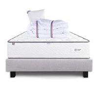 Ensemble Matelas 90x190 cm, Iris, 20 cm, mémoire de forme, ferme, face été/hiver + sommier gris ep20cm + oreiller + couette G