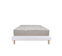 Ensemble Matelas 90x190 cm, Organic Coton, 24 cm, mémoire de forme, ferme, face été/hiver + sommier blanc ep 13cm