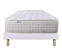 Ensemble Matelas 90x190 cm, Purlux, 26 cm, mousse mémoire de forme, ferme, face été/hiver + sommier blanc ep 13cm G