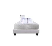 Ensemble Matelas 90x190 cm, Purlux, 26 cm, mousse mémoire de forme, ferme, face été/hiver + sommier gris ep20cm + oreiller + couette